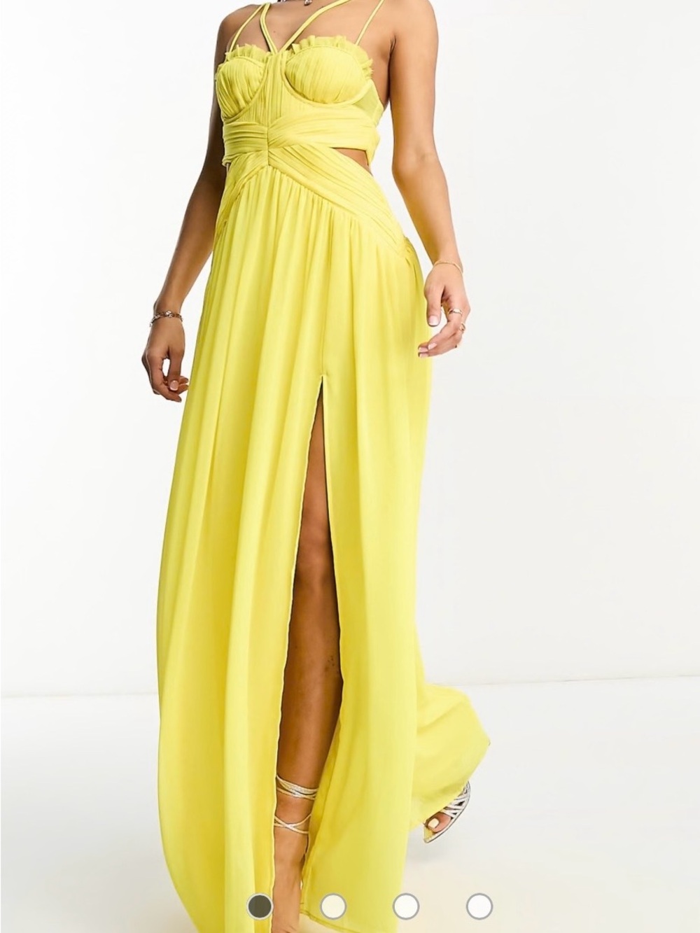 ASOS Yellow Maxi Dress with Cut-Out and Front Slit